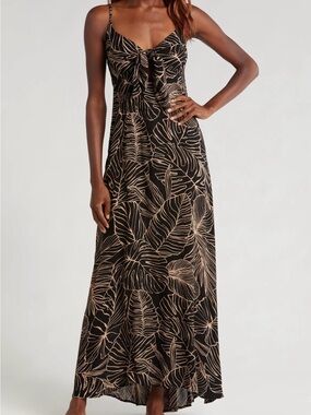 Elan Cutout Tie Front Maxi Cover-Up Sundress XL EUC